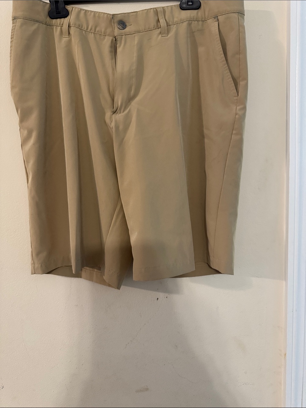 adidas Men's Khaki Flat-Front Performance Golf Shorts